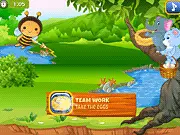 Cute Pet Adventure online game, Little Bear and Little Elephant puzzle game screenshot, play free on PlayArcadeHub