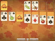 Fall Solitaire online card game screenshot, autumn themed playing cards, free Yukon and Wasp Solitaire game
