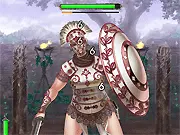 Rosgladia Strike free online action RPG game, showing a warrior fighting a mystical creature in a fantasy world.