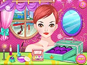 Air Hostess Dress Up online game featuring a stylish flight attendant in uniform with luggage, free travel fashion game