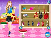 School Nerd Dress Up online game featuring a girl in a stylish school uniform and fashionable eyeglasses, free fashion game