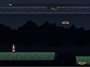 The Unexpected Bug free online retro action game screenshot showing the player character shooting a robot on a scrolling background