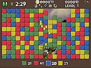 Rockoblox 2 game screenshot, match-3 puzzle game with colorful blocks, free online brain teaser