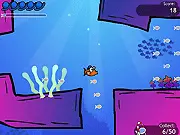 Return to Booty Grotto online game screenshot, guide Finn the fish through mysterious underwater levels, play free on PlayArcadeHub