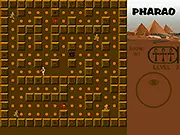 Pharao's Maze Escape gameplay screenshot, an Egyptian themed maze with a character collecting coins and dodging mummies