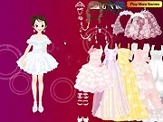 Screenshot of the free online dressup game Dianna Bride Dressup, showing the character Diana in a gorgeous white wedding gown and veil, ready for her wedding day.