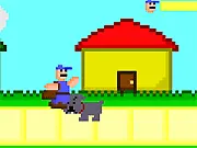 Blackmail free online arcade game screenshot, character avoiding incoming animals