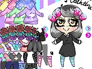 Pastel Goth Dress Up free online game screenshot - Stylized character wearing a mix of pastel and goth clothing