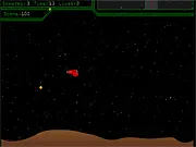 Screenshot of the Evolvron space shooter game showing a small spaceship firing at several evolving alien aircraft against a dark, starry background.