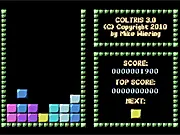 Coltris game screen showing a vertical playing field with falling colored blocks in an early DOS-era graphical style.