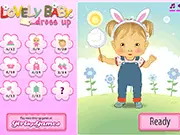 Screenshot of Lovely Baby Dress Up game, showing a very cute baby character ready to be styled in various adorable outfits and accessories.