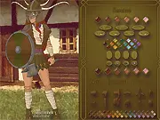 Viking Maker game screenshot, dress up a fierce Viking woman with weapons and armor, free online character creator