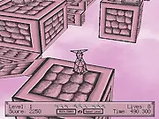 3D Pink Rabbit game screenshot, a pink rabbit jumping between floating platforms in a challenging 3D level, play free online