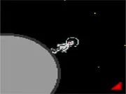 Mooniverse game screenshot, stylized character walking through a neon, space-themed world, free online casual game