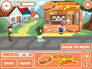 Burger Queen free online restaurant management game screenshot showing a girl making burgers