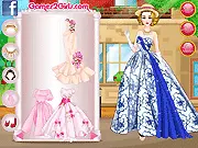 Vintage Princess Dress Up Game: model wearing a romantic dress made of lace and tulle with long delicate gloves
