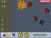 Last Defence game, shooting missiles at attacking robots to defend a factory