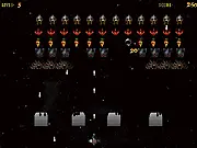 Screenshot of Space Invaders Classic showing the player's laser cannon shooting at a grid of pixelated alien invader spaceships