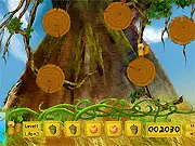 Forest Trip free online platform game screenshot, character jumping across floating logs to collect acorns, fast-paced arcade game