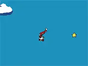That Plane Game screenshot showing a small plane flying low over the sea, narrowly dodging a projectile fired from an enemy gunboat. Play free online game.