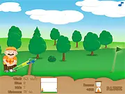 Cross Golf free online game screenshot, player aiming a shot with wind direction signs visible, challenging sports game