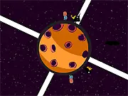 Bang! free online slingshot game screenshot, player launching an asteroid at targets while avoiding white beams