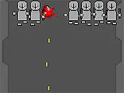 The protagonist from the Madness Combat series, a black and white figure, firing a machine gun at multiple enemies in the 2D action game Madness: Spray N' Pray