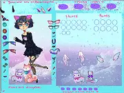 Screenshot of the Pastel Goth Dress Up game showing a character with multi-colored pastel hair, a skull graphic tee, and dark accessories.