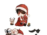 Screenshot from the Christmas Dressup free online game showing a cute boy character wearing a festive Christmas-themed sweater and hat