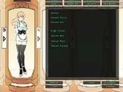 Screenshot of Nomaid Recruiter game showing various animated maid characters with different toolkits and a job card listing cleaning requirements.