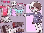 Screenshot from Sissy Dress Up game showing the sassy alien girl character being dressed in a fashion outfit, play free online dress-up game.