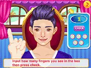 Daniel Eye Treatment game screenshot, performing an eye check-up using medical tools, free online doctor simulation game