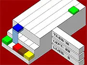 Klax 3D puzzle game online screen showing colored tiles, conveyor belt, and matching column stacks
