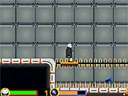 Playing Psychoscape free online platform game on PlayArcadeHub, a psychic character navigating a booby-trapped, dark prison cell