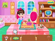 Happy Mother's Day Celebration game screenshot, helping Baby tidy the house and arrange a simple meal for Mom, free online cleaning game