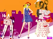 Polka Dot Dress Up online game screenshot, fashionable girl wearing a polka dot outfit
