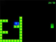 Square Jump Flash free online game screenshot showing a small square lighting up a path in a dark maze