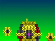 Corebound game screen showing a small square character using a gravity flip to move along the ceiling of a maze filled with dangerous red blocks and looking for a key, Play Free Online Game