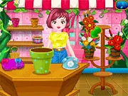 Baby's Flower Shop game screenshot, arranging colorful bouquets in a virtual flower shop, free online simulation game