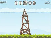 Screenshot of Jelly Tower online game with colorful jelly balls stacked to reach checkpoints, free online puzzle game