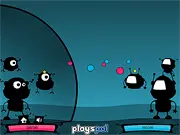 Robotegy: Sandbox Edition game screenshot, battle scene with robots, laser fire and explosions, free online strategy game