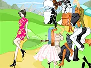 Jacqueline Dressup game screenshot showing a girl model in an elegant gown, free online fashion game on PlayArcadeHub