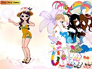 Little Tasha Dressup free online game character wearing a colorful Hawaiian style dress on the beach