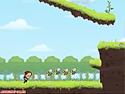 Fio's Adventure: The Crimson Items Free Online Game screenshot, cute girl Fio jumping on floating lands