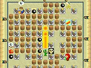 Donjon Bomber free online game screenshot, showing a character placing a bomb to eliminate a competitor in a dungeon maze.