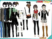Screenshot of Journalist Style Twins dress-up game showing two young reporters being styled with professional outfits, play free online fashion game