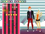 Scene Couples Dress Up game, featuring alternative fashion, fluorescent hair, and detailed clothes for a cute online couple