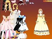 Screenshot of Nova Gown Dressup showing a girl wearing a luxurious, flowing royal gown and a tiara, elegant princess fashion game, play free online