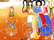 Screenshot of Mertie Chinese Dressup game featuring a character wearing an elegant red and gold traditional Chinese Qipao dress.