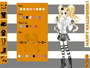 The Halloween Dress Up free online costume game featuring a cute girl in spooky accessories at PlayArcadeHub